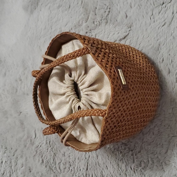 Eric Javits genuine leather frenchie drawstring bucket hand bag - Picture 3 of 15